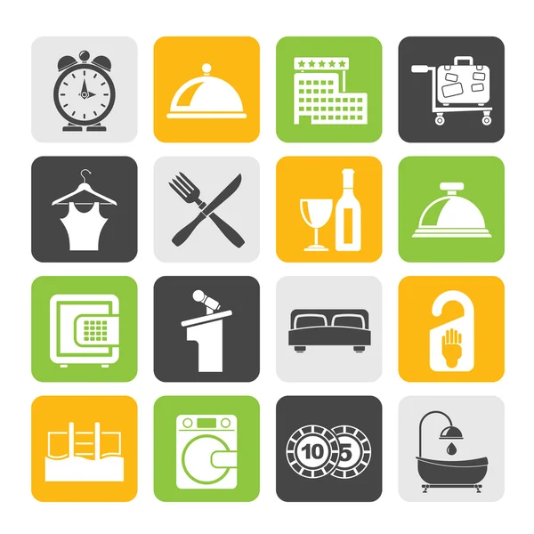 Silhouette Hotel and motel icons — Stock Vector