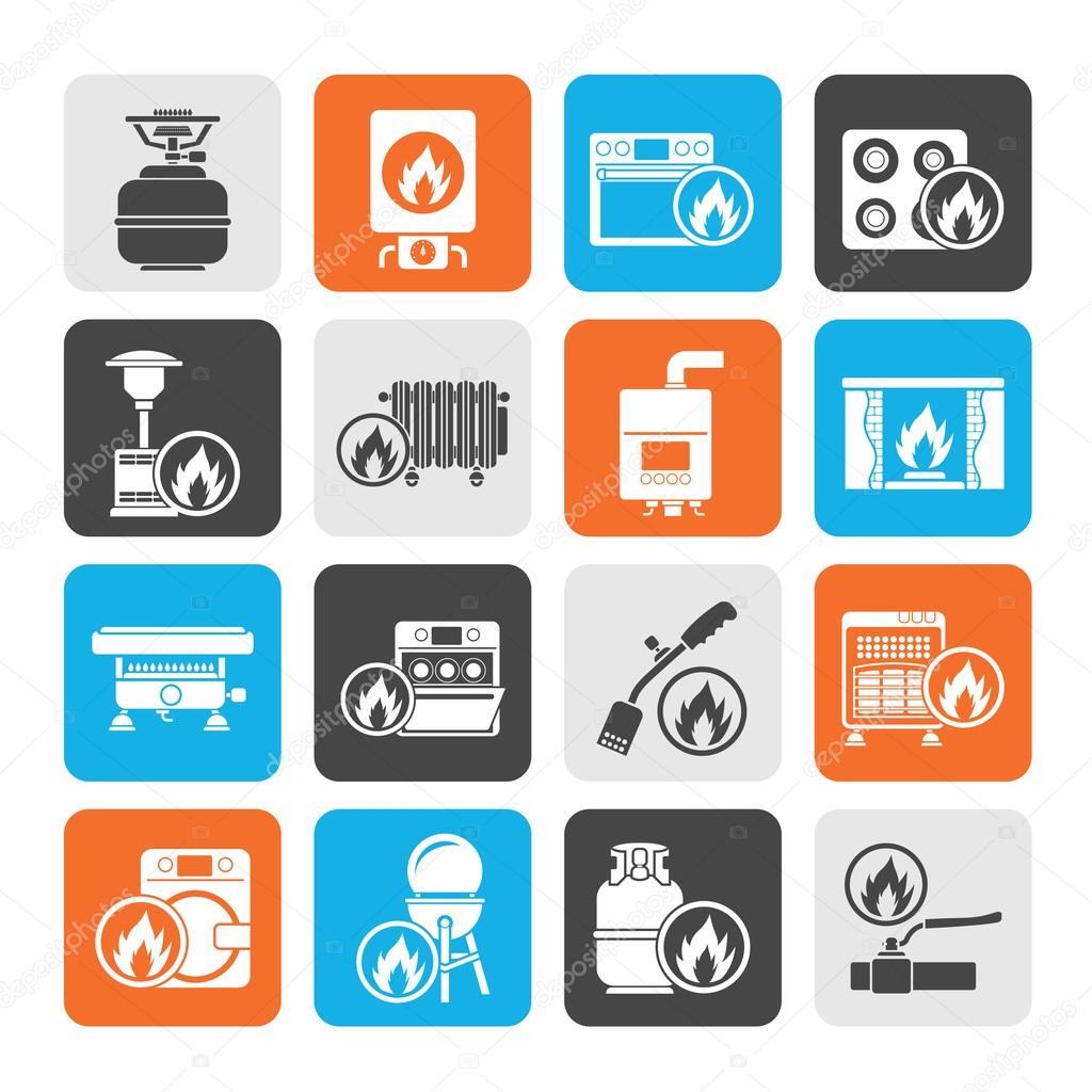 Silhouette Household Gas Appliances icons