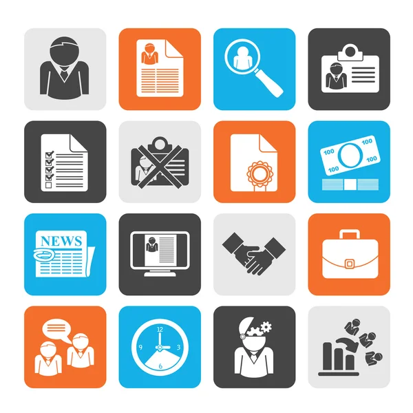 Silueta Iconos de empleo y empleo — Vector de stock