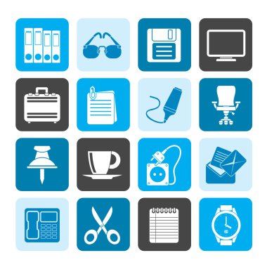 siluet iş ve office nesneleri simgeler