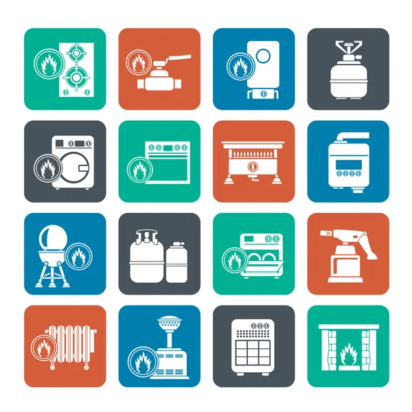 Silhouette Appareils ménagers à gaz icônes — Image vectorielle