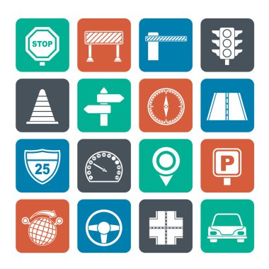 siluet simgeler yol ve trafik