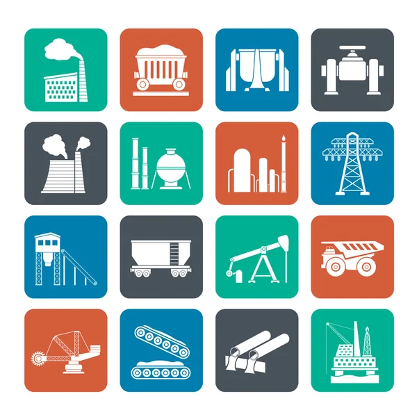 Silhouette Heavy industry icons — Stock Vector