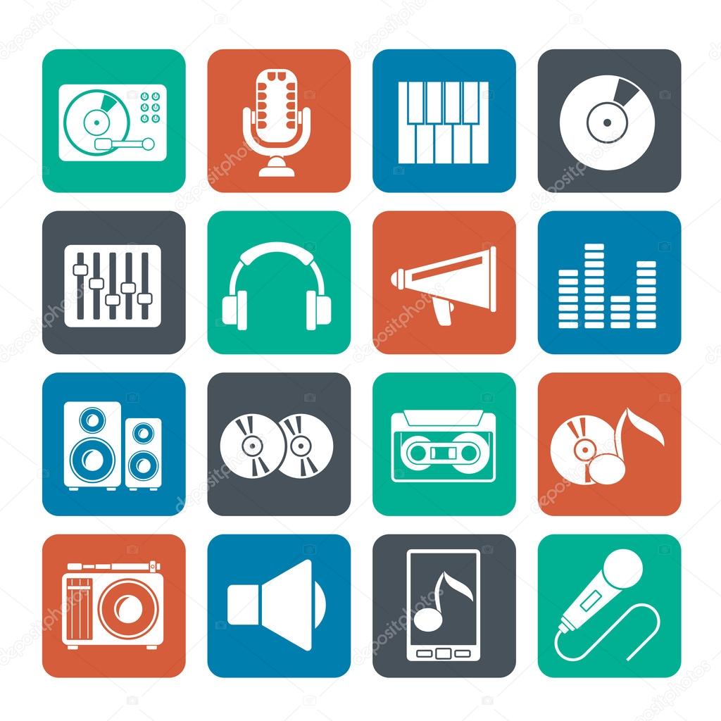 Silhouette Music and audio equipment icons
