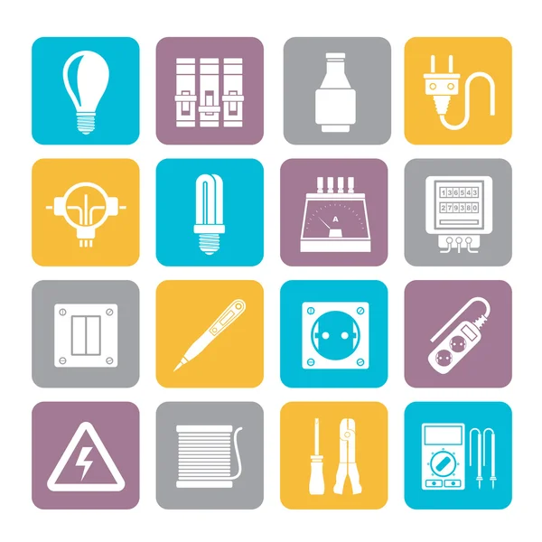Silhouette Electrical devices and equipment icons — Stock Vector