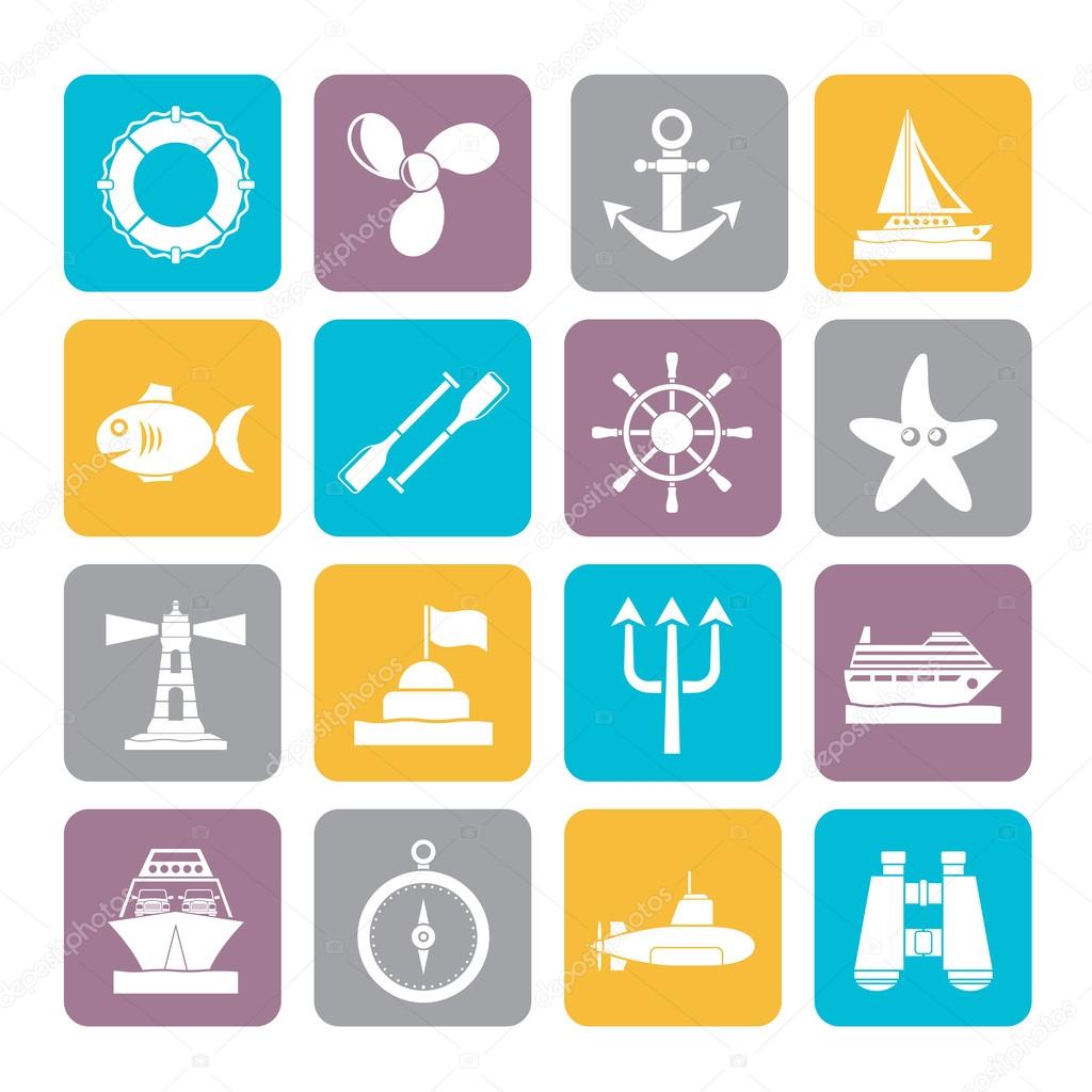 Silhouette Marine and sea icons