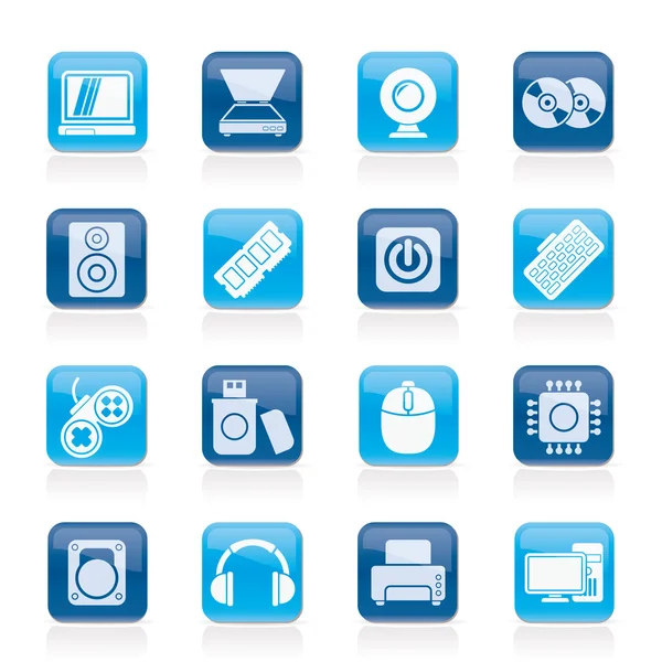 Computer Parts and Devices icons — Stock Vector