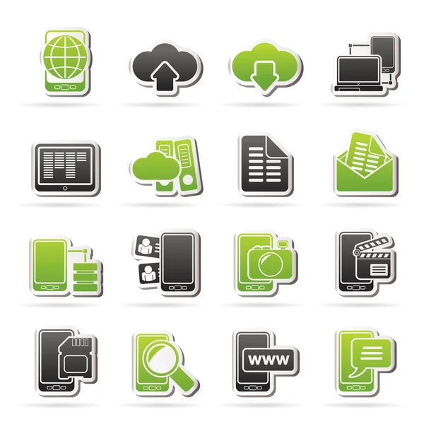 Connection, communication and mobile phone icons — Stock Vector