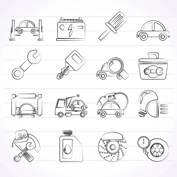 Ícones de manutenção de serviço de carro — Vetor de Stock
