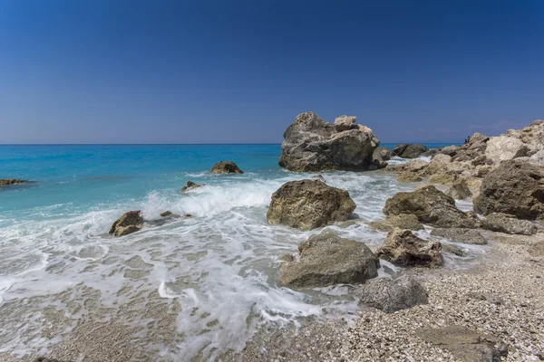 Пляжі Мегалі Petra пляж, острові Лефкас, Іонічні острови — стокове фото
