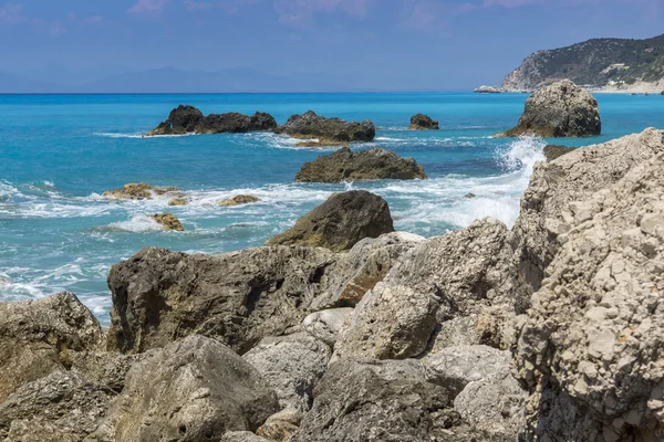 Strand van Megali Petra, Lefkada, Ionische eilanden — Stockfoto