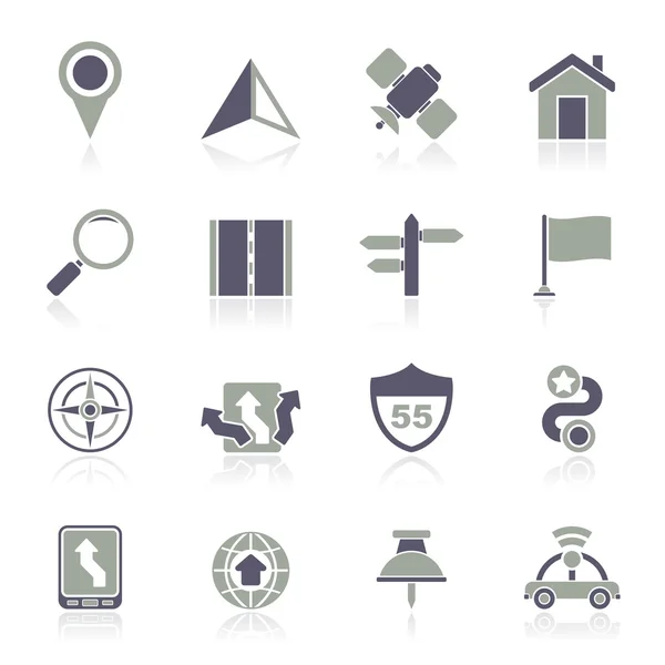 GPS, navigation et icônes routières — Image vectorielle