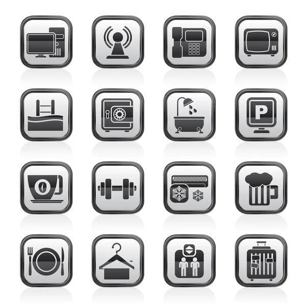 Hotel Amenities Services Icons — Stock Vector