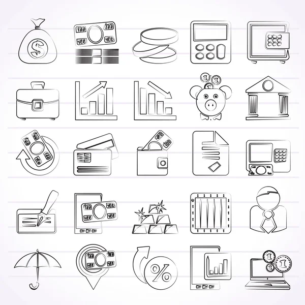 Bank, business and finance icons — Stock Vector