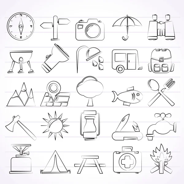 Camping and tourism icons — Stock Vector