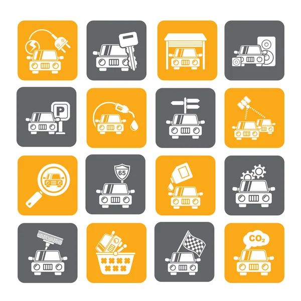 Silhouette Car and road services icons — Stock Vector