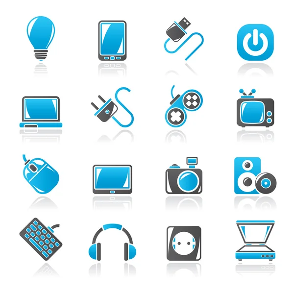 Dispositivos electrónicos objetos iconos — Vector de stock