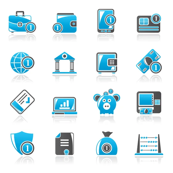 Iconos financieros, bancarios y monetarios — Vector de stock