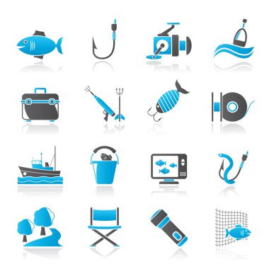 balıkçılık endüstrisinin simgeleri - vektör Icon set