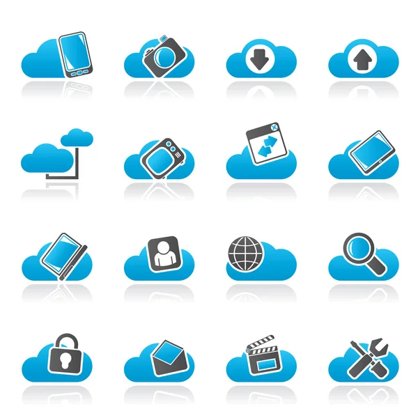 Servicios en la nube e iconos de objetos — Vector de stock