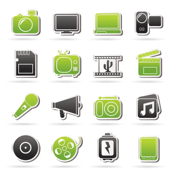 Iconos multimedia y tecnológicos — Vector de stock