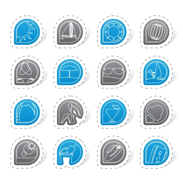 Iconos simples de verano y vacaciones — Vector de stock