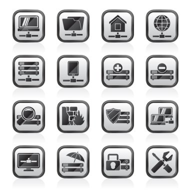 sunucu barındırma ve internet simgeler