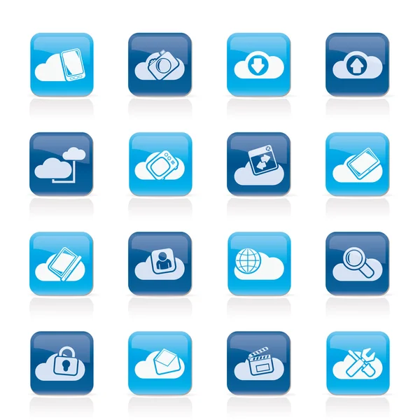 Cloud services and objects icons — Stock Vector