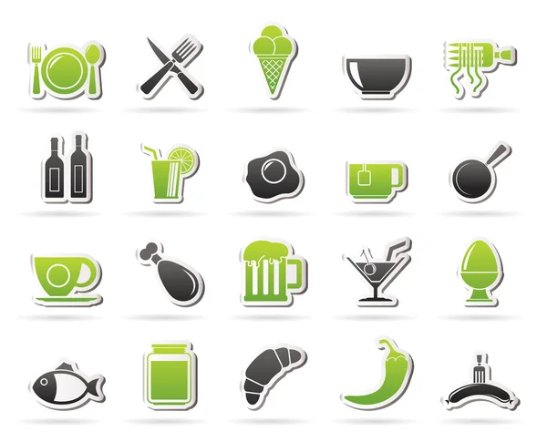 Iconos de comida, bebida y restaurante — Vector de stock