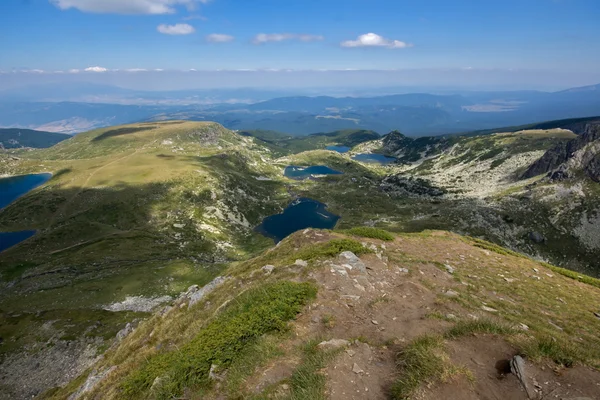 The Twin, The Trefoil, The Fish and The Lower Lake, The Seven Rila Lakes, Rila Mountain — Stok Foto