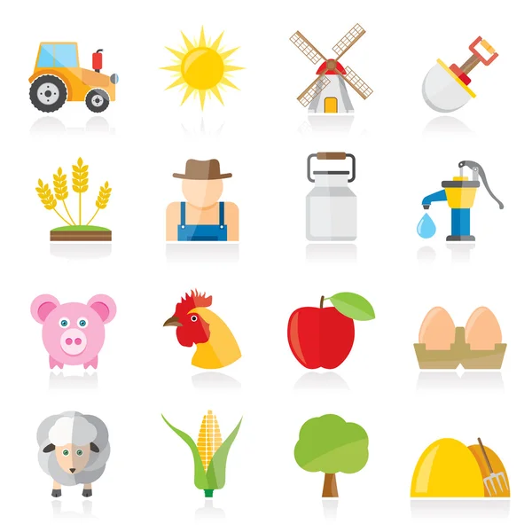 Iconos de agricultura y agricultura — Vector de stock