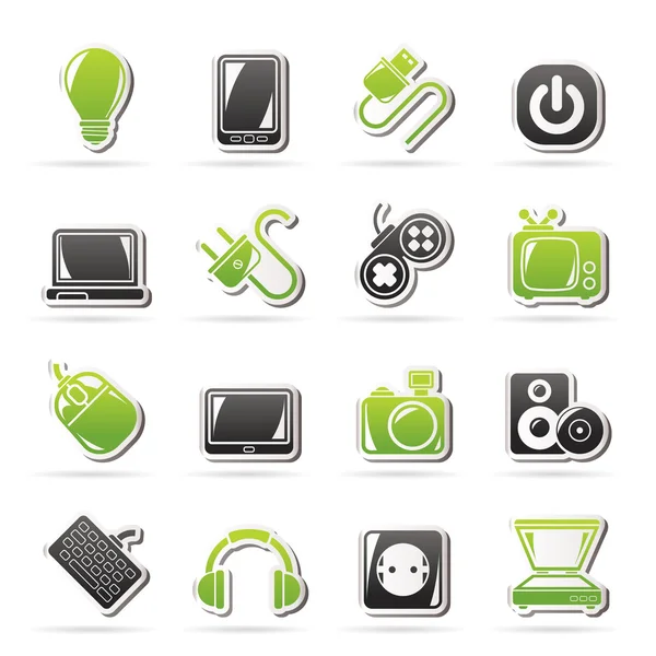 Dispositivos electrónicos objetos iconos — Vector de stock