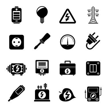 Silhouette Electricity, power and energy icons clipart