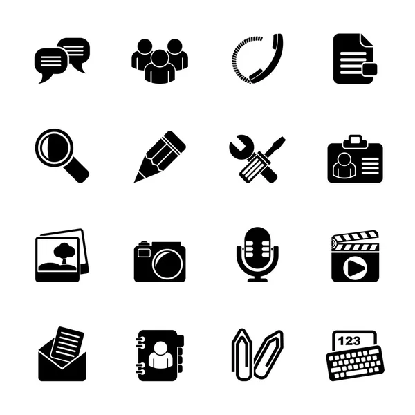 Silhouette Chat Application et communication Icônes — Image vectorielle