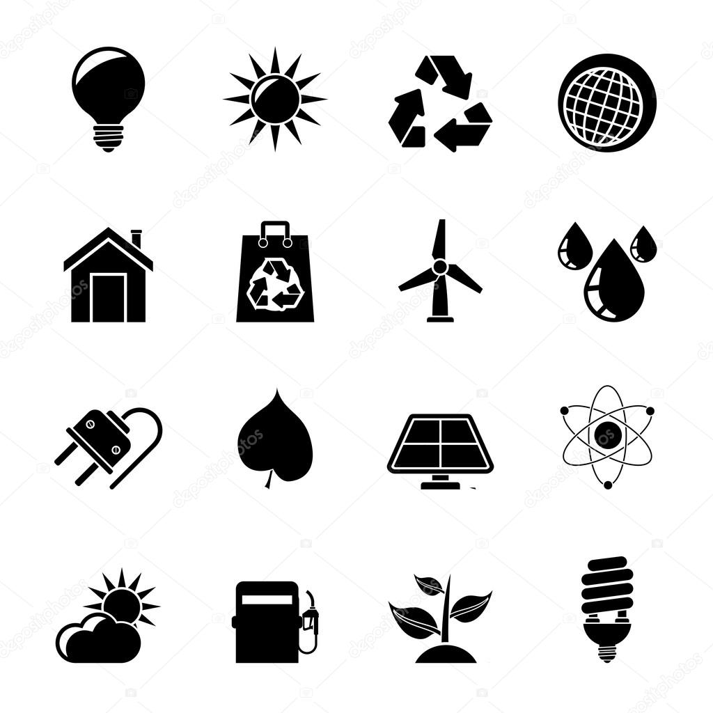 실루엣 생태, 자연과 환경 아이콘 스톡 벡터 - ©stoyanh 68320587