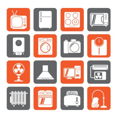 Siluet ev aletleri ve elektronik simgeler