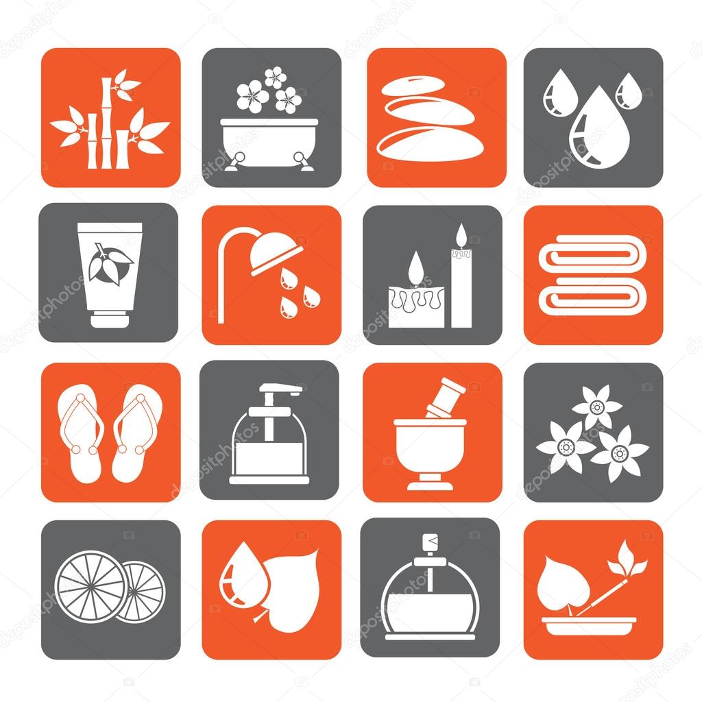 Silhouette Spa and relax objects icons