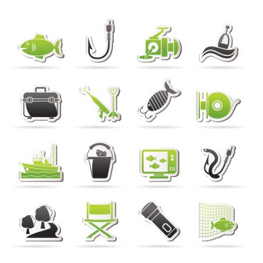 Fishing industry icons clipart