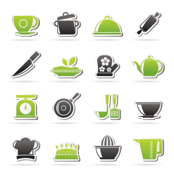 Иконы ресторанов и кухонь — стоковый вектор