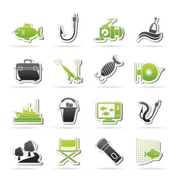 Iconos de la industria pesquera — Vector de stock