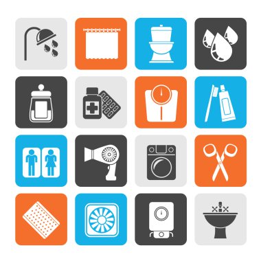 Siluet banyo ve kişisel bakım simgeleri