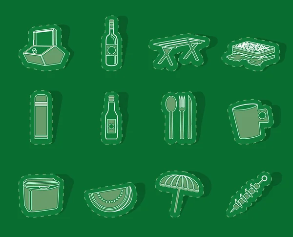 Iconos de picnic y vacaciones — Archivo Imágenes Vectoriales