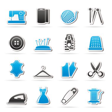 Dikiş ekipman ve nesneleri simgeler