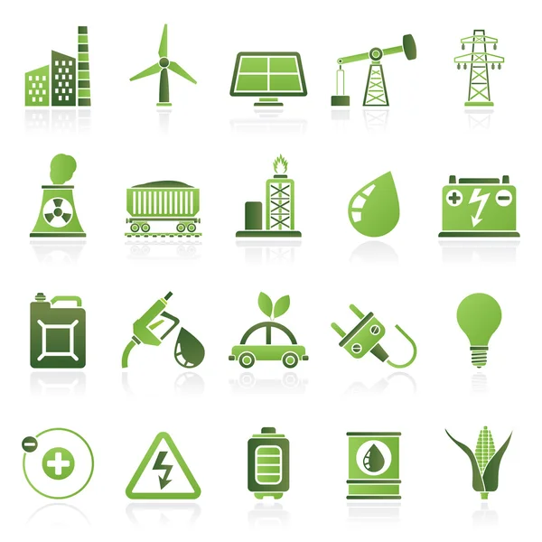 Power, energy and electricity Source icons — Stock Vector