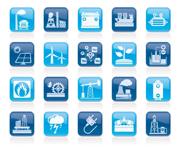 Icone delle fonti di energia elettrica ed energetica — Vettoriale Stock