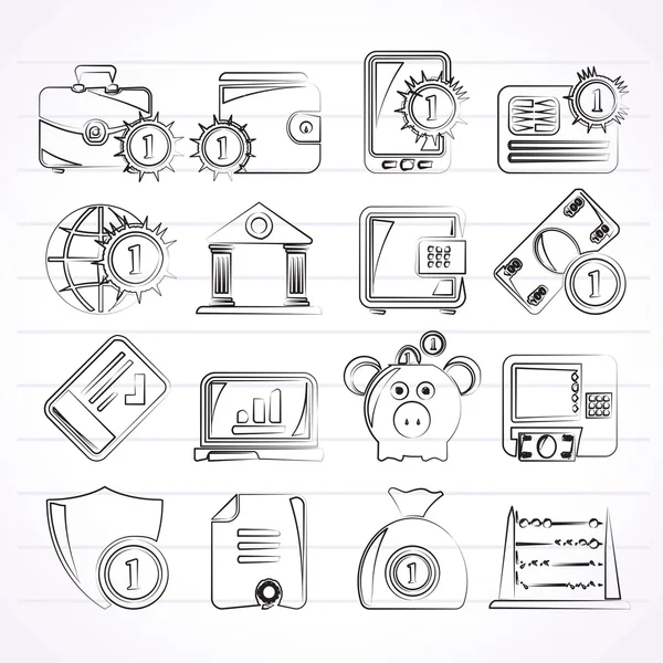 Financial, banking and money icons — Stock Vector