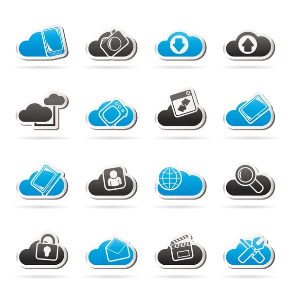 Cloud services and objects icons — Stock Vector