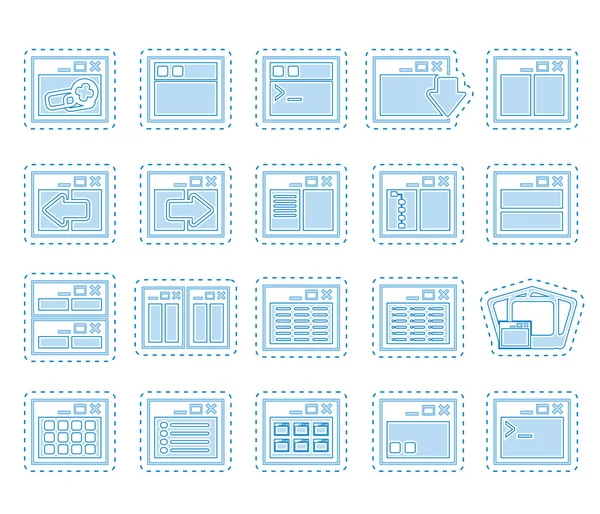 Applications, programmation, icônes de serveur et d'ordinateur — Image vectorielle