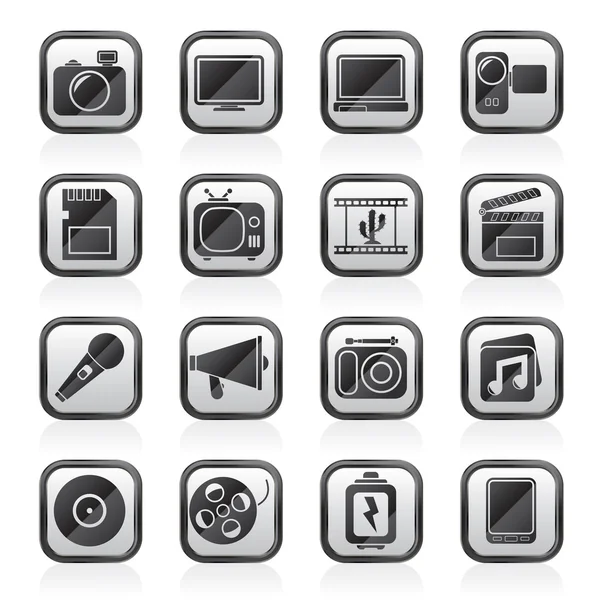Icone multimediali e tecnologiche — Vettoriale Stock