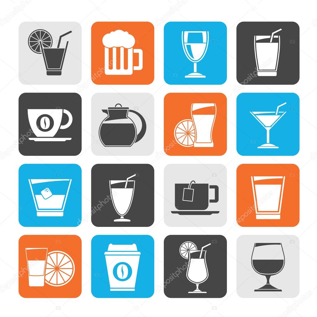Silhouette drinks and beverages icons